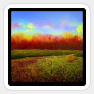 Artificial Intelligence Green Nature Art- Nature Sun Colored Art - AI Watercolor Sticker